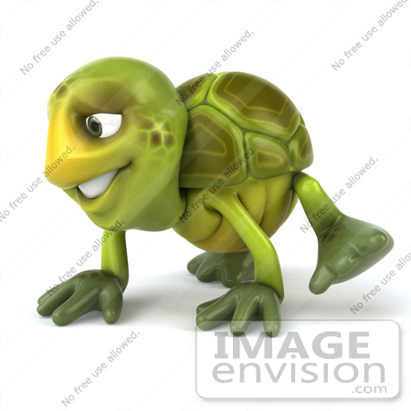 #43087 Royalty-Free (RF) Cartoon Clipart of a 3d Turtle Mascot Slowly Walking On All Fours - Version 1 by Julos