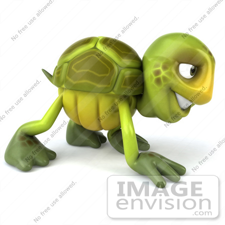 #43093 Royalty-Free (RF) Cartoon Clipart of a 3d Turtle Mascot Slowly Walking On All Fours - Version 3 by Julos