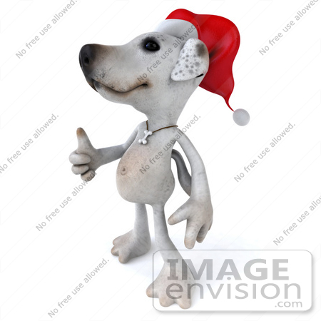 #43099 Royalty-Free (RF) Clipart Illustration of a 3d Jack Russell Terrier Dog Mascot Wearing A Santa Hat And Giving The Thumbs Up - Pose 2 by Julos