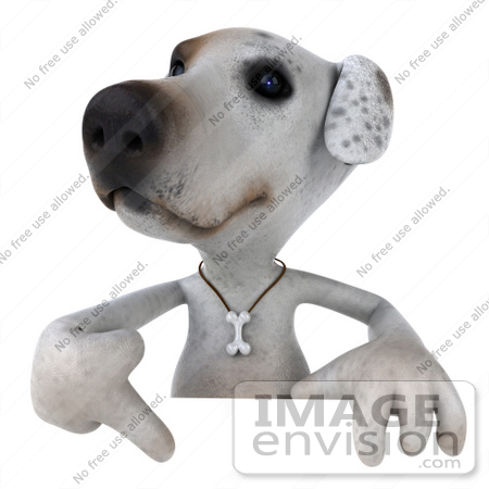 #43101 Royalty-Free (RF) Clipart Illustration of a 3d Jack Russell Terrier Dog Mascot Pointing Down At And Standing Behind A Sign by Julos