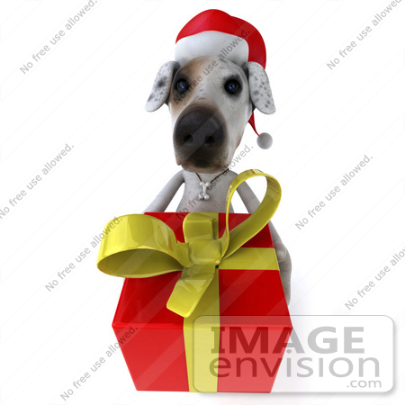 #43103 Royalty-Free (RF) Clipart Illustration of a 3d Jack Russell Terrier Dog Mascot Carrying A Christmas Gift - Pose 2 by Julos