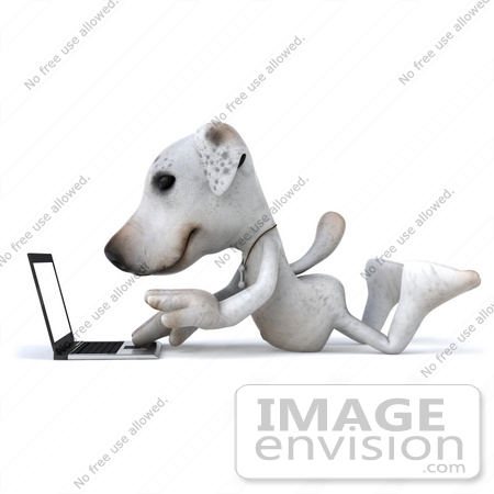 #43104 Royalty-Free (RF) Clipart Illustration of a 3d Jack Russell Terrier Dog Mascot With A Laptop - Pose 1 by Julos