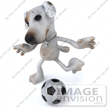 #43106 Royalty-Free (RF) Clipart Illustration of a 3d Jack Russell Terrier Dog Mascot Playing Soccer - Pose 4 by Julos