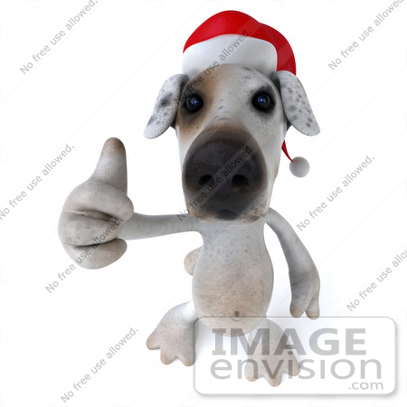 #43125 Royalty-Free (RF) Clipart Illustration of a 3d Jack Russell Terrier Dog Mascot Wearing A Santa Hat And Giving The Thumbs Up - Pose 3 by Julos