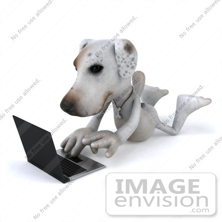 #43126 Royalty-Free (RF) Clipart Illustration of a 3d Jack Russell Terrier Dog Mascot With A Laptop - Pose 2 by Julos