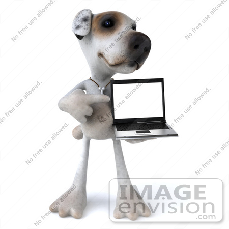 #43132 Royalty-Free (RF) Clipart Illustration of a 3d Jack Russell Terrier Dog Mascot With A Laptop - Pose 5 by Julos