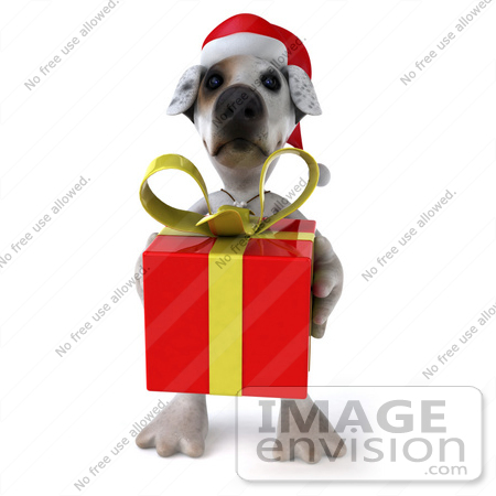 #43133 Royalty-Free (RF) Clipart Illustration of a 3d Jack Russell Terrier Dog Mascot Carrying A Christmas Gift - Pose 3 by Julos