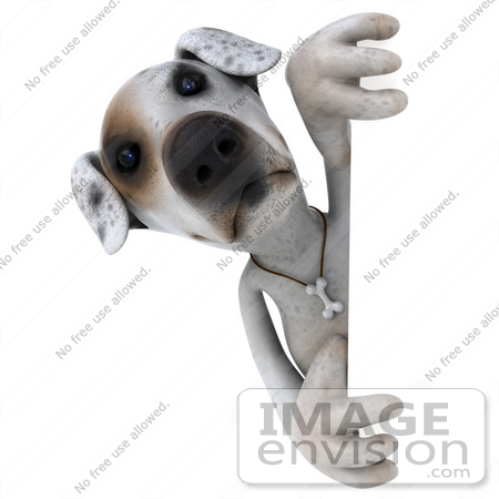 #43136 Royalty-Free (RF) Clipart Illustration of a 3d Jack Russell Terrier Dog Mascot Looking Around A Sign by Julos