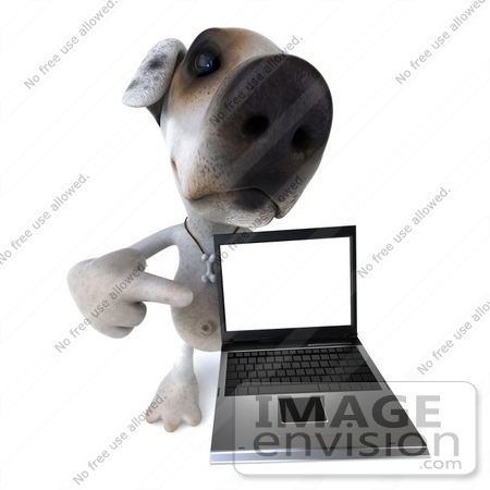 #43137 Royalty-Free (RF) Clipart Illustration of a 3d Jack Russell Terrier Dog Mascot With A Laptop - Pose 7 by Julos