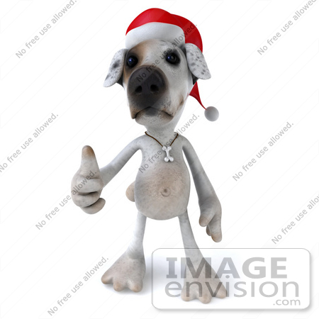 #43140 Royalty-Free (RF) Clipart Illustration of a 3d Jack Russell Terrier Dog Mascot Wearing A Santa Hat And Giving The Thumbs Up - Pose 1 by Julos
