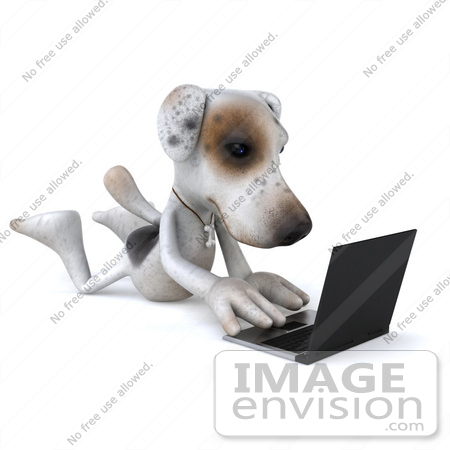#43144 Royalty-Free (RF) Clipart Illustration of a 3d Jack Russell Terrier Dog Mascot With A Laptop - Pose 3 by Julos