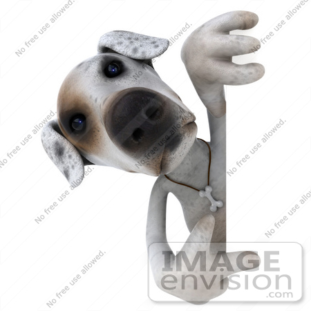 #43145 Royalty-Free (RF) Clipart Illustration of a 3d Jack Russell Terrier Dog Mascot Pointing And Looking Around A Sign by Julos