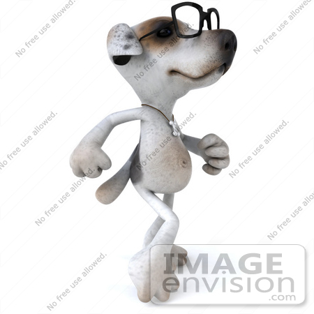 #43146 Royalty-Free (RF) Clipart Illustration of a 3d Jack Russell Terrier Dog Mascot Wearing Glasses - Pose 4 by Julos