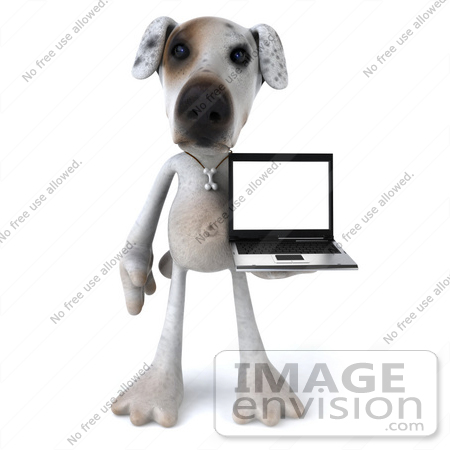 #43149 Royalty-Free (RF) Clipart Illustration of a 3d Jack Russell Terrier Dog Mascot With A Laptop - Pose 4 by Julos
