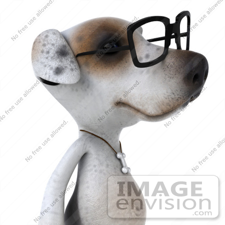 #43153 Royalty-Free (RF) Clipart Illustration of a 3d Jack Russell Terrier Dog Mascot Wearing Glasses - Pose 2 by Julos