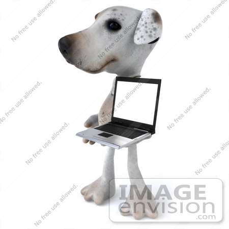 #43159 Royalty-Free (RF) Clipart Illustration of a 3d Jack Russell Terrier Dog Mascot With A Laptop - Pose 6 by Julos