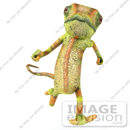 #43167 Royalty-Free (RF) Clipart Illustration of a 3d Lizard Chameleon Mascot Running Forward by Julos