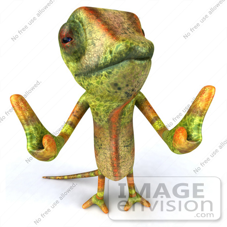 #43173 Royalty-Free (RF) Clipart Illustration of a 3d Lizard Chameleon Mascot Giving Two Thumbs Up - Pose 2 by Julos