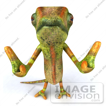 #43174 Royalty-Free (RF) Clipart Illustration of a 3d Lizard Chameleon Mascot Giving Two Thumbs Up - Pose 1 by Julos