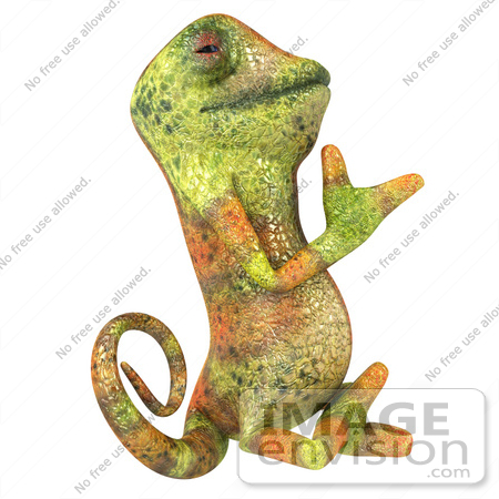 #43178 Royalty-Free (RF) Clipart Illustration of a 3d Lizard Chameleon Mascot Meditating - Pose 4 by Julos