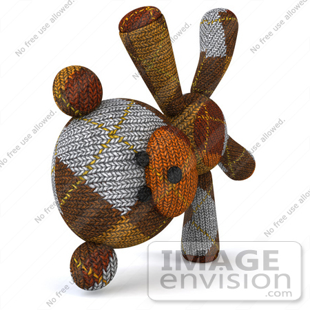 #43197 Royalty-Free (RF) Illustration of a 3d Knitted Teddy Bear Mascot Doing A Cartwheel - Version 2 by Julos
