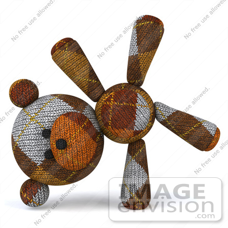 #43198 Royalty-Free (RF) Illustration of a 3d Knitted Teddy Bear Mascot Doing A Cartwheel - Version 1 by Julos