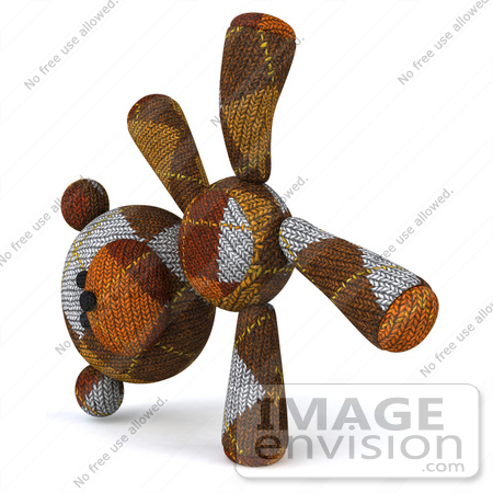 #43201 Royalty-Free (RF) Illustration of a 3d Knitted Teddy Bear Mascot Doing A Cartwheel - Version 3 by Julos