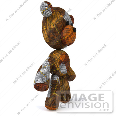 #43210 Royalty-Free (RF) Illustration of a 3d Knitted Teddy Bear Mascot Standing And Facing Right by Julos