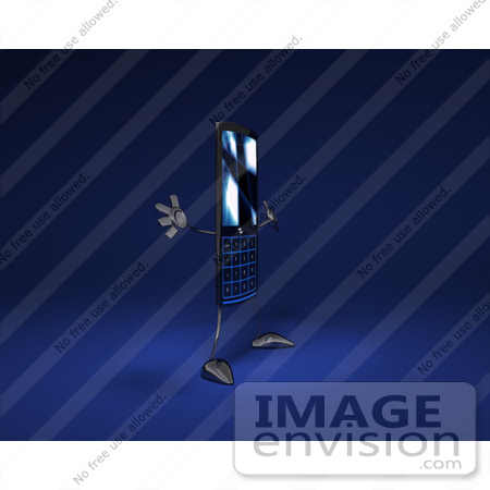 #43260 Royalty-Free (RF) Illustration of a Slim 3d Cellphone Holding Its Arms Out - Version 4 by Julos