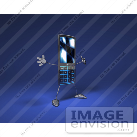 #43264 Royalty-Free (RF) Illustration of a Slim 3d Cellphone Holding Its Arms Out - Version 1 by Julos