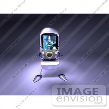 #43266 Royalty-Free (RF) Illustration of a Rounded 3d Cellphone Taking Pics With A Camera by Julos