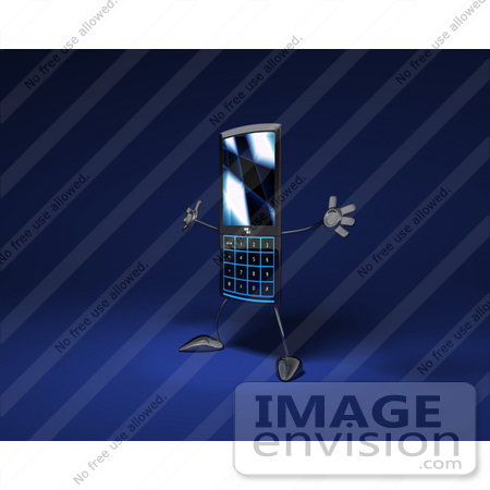 #43267 Royalty-Free (RF) Illustration of a Slim 3d Cellphone Holding Its Arms Out - Version 2 by Julos