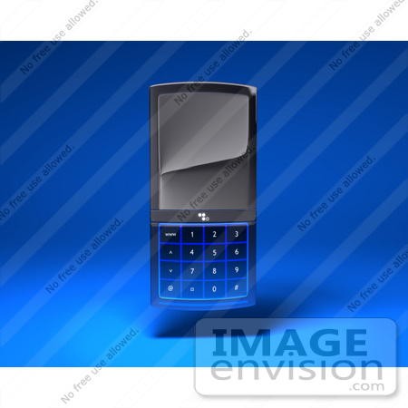 #43271 Royalty-Free (RF) Clipart Illustration of a 3d Modern Blue Cell Phone - Version 2 by Julos