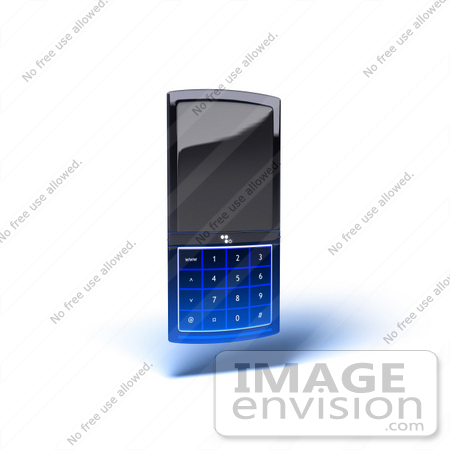 #43273 Royalty-Free (RF) Clipart Illustration of a 3d Modern Blue Cell Phone - Version 6 by Julos