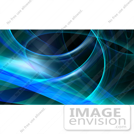 #43297 Royalty-Free (RF) Illustration of a Blue Fractal Swoosh Background On Black, Version 1 by Julos