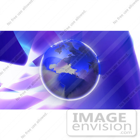 #43298 Royalty-Free (RF) Illustration of Earth With Blue Continents, Over A Blue And Purple Background by Julos