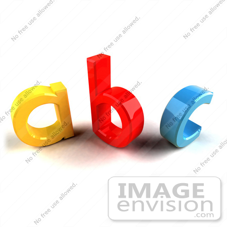 #43300 Royalty-Free (RF) Clipart Illustration of a Yellow A, Red B And Blue C In 3d, Angle 2 by Julos