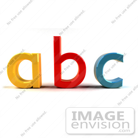 #43301 Royalty-Free (RF) Clipart Illustration of a Yellow A, Red B And Blue C In 3d, Angle 1 by Julos
