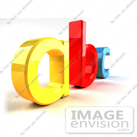 #43302 Royalty-Free (RF) Clipart Illustration of a Yellow A, Red B And Blue C In 3d, Angle 3 by Julos