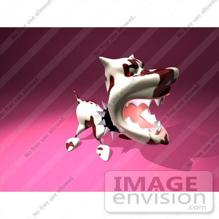 #43304 Royalty-Free (RF) Illustration of a Mean 3D Dog Wearing A Spiked Collar - Version 5 by Julos