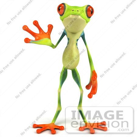 #43314 Royalty-Free (RF) Illustration of a Cute 3d Red Eye Tree Frog Facing Front And Waving by Julos