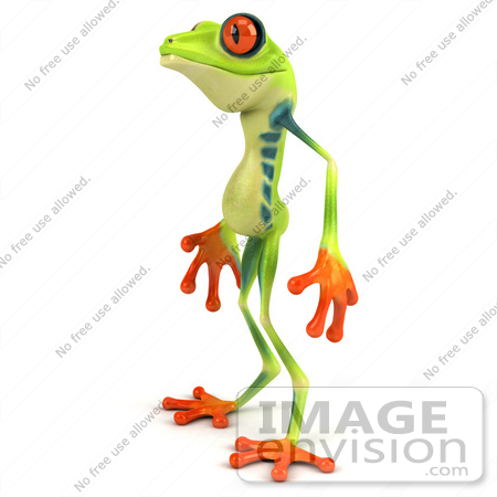 #43315 Royalty-Free (RF) Illustration of a Cute 3d Red Eye Tree Frog Standing And Facing Left by Julos