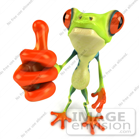 #43316 Royalty-Free (RF) Illustration of a Cute 3d Red Eye Tree Frog Giving The Thumbs Up by Julos