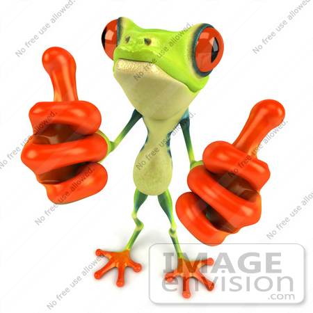 #43320 Royalty-Free (RF) Illustration of a Cute 3d Red Eye Tree Frog Giving Two Thumbs Up by Julos
