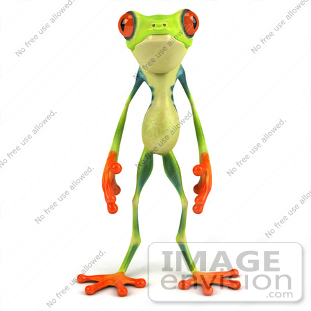 #43324 Royalty-Free (RF) Clipart Illustration of a 3d Red Eye Tree Frog Standing And Facing Front by Julos