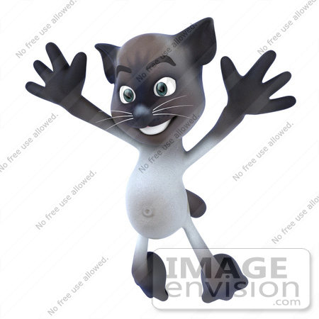 #43325 Royalty-Free (RF) Clipart Illustration of a 3d Siamese Cat Mascot Dancing - Pose 3 by Julos