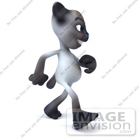 #43327 Royalty-Free (RF) Clipart Illustration of a 3d Siamese Cat Mascot Walking Right On His Two Hind Legs by Julos