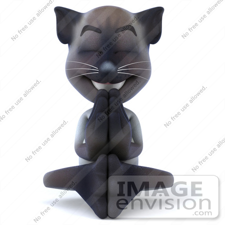 #43328 Royalty-Free (RF) Clipart Illustration of a 3d Siamese Cat Mascot Meditating - Pose 3 by Julos