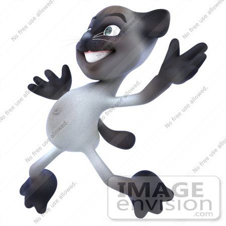 #43330 Royalty-Free (RF) Clipart Illustration of a 3d Siamese Cat Mascot Leaping by Julos