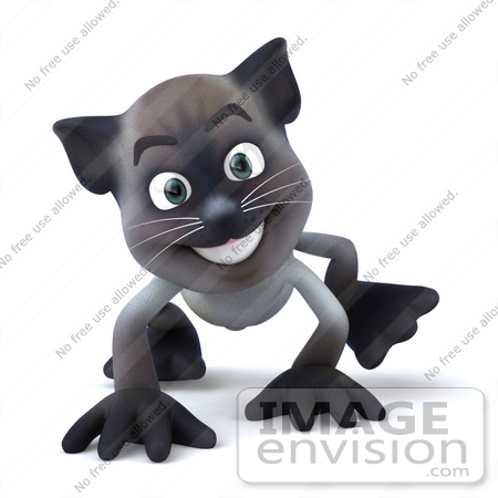 #43335 Royalty-Free (RF) Clipart Illustration of a 3d Siamese Cat Mascot Walking On All Fours - Pose 2 by Julos